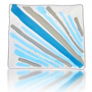 Platter Glass Fusion in Aqua and Grey by Fire Glass Studio