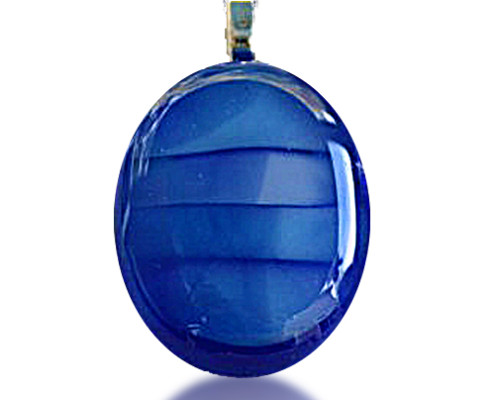 Fire Glass Studio Glass Fusion Blue Oval Pendant